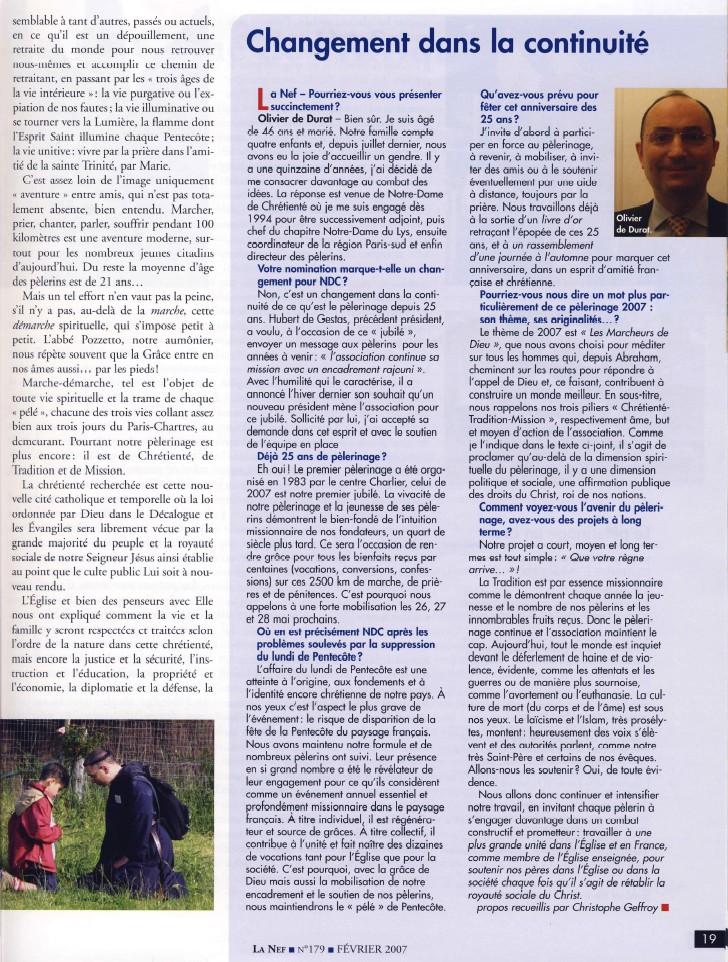 article paru dans la Nef - f�vrier 2007