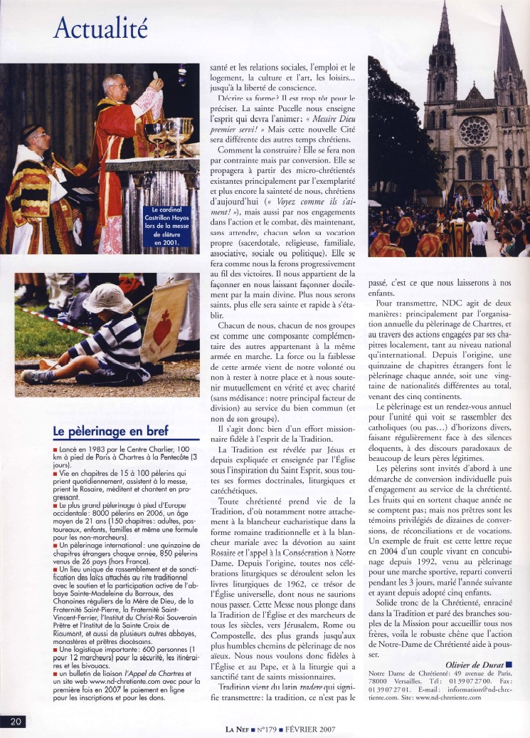 article paru dans la Nef - f�vrier 2007