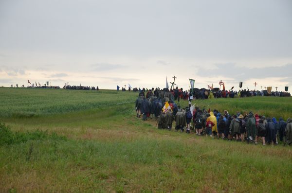 plein de pèlerins dans les blés